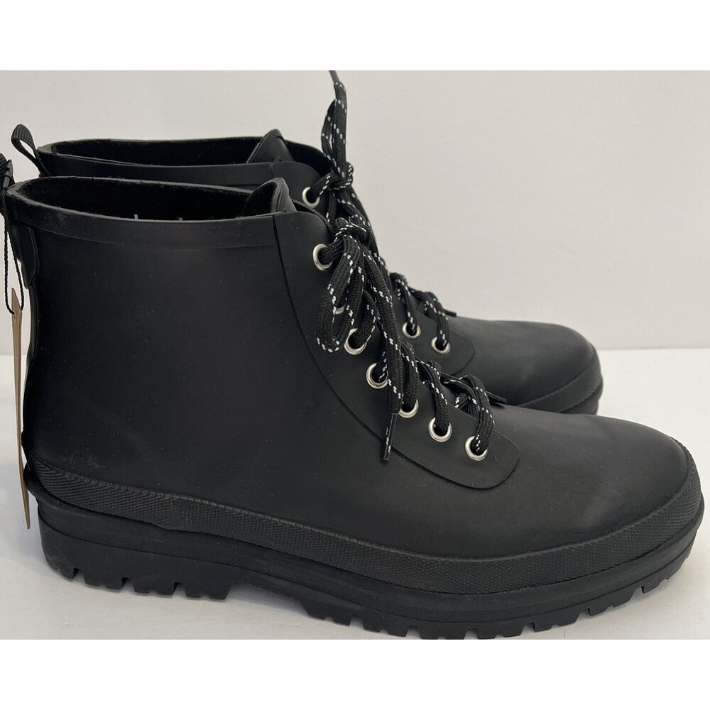 Chooka Redmond Hiker Black Rubber Lug Sole Ankle Boot New Size 10